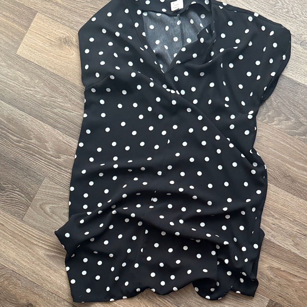 a new day Black and White Polka Dot Blouse
